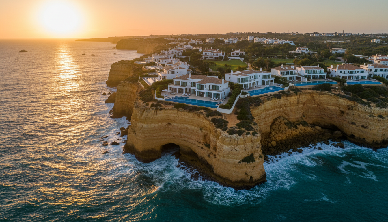 Praia do Algarve com água transparente